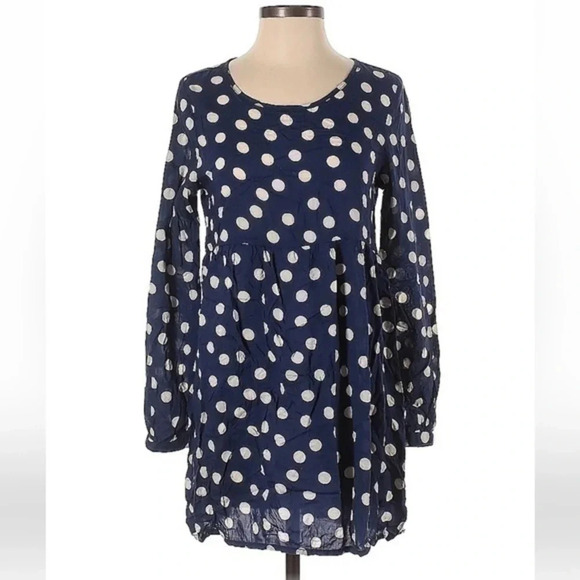Roxy | Sun Empire Dress Navy & White Polka Dot Coastal Beach Size M Medium - Picture 2 of 5